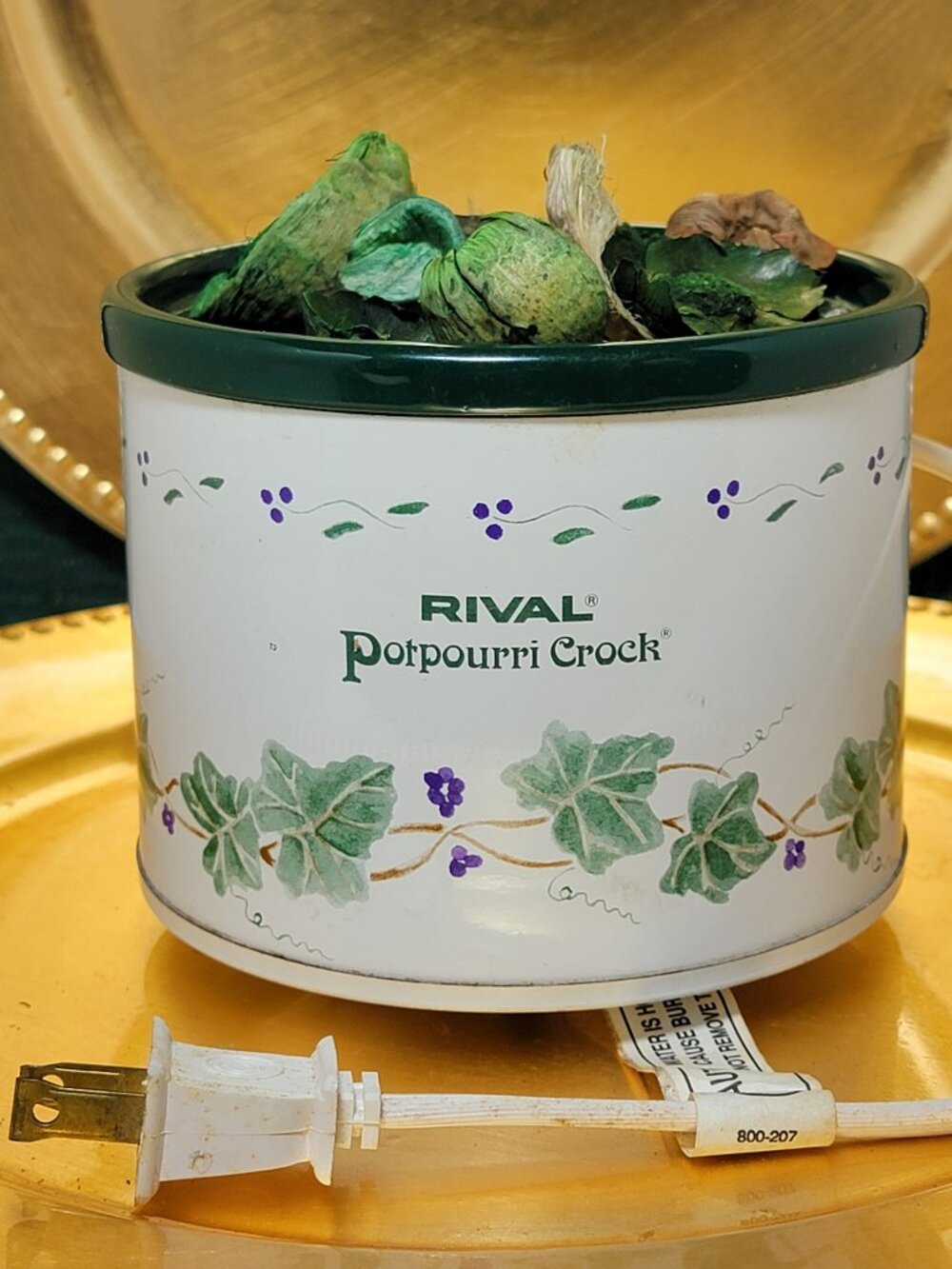 Vintage Rival Electric Potpourri Crock Stoneware Pot with Ivy Design